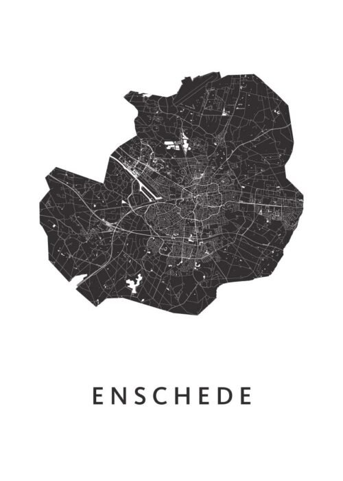 Enschede Stadskaart - White poster Enschede