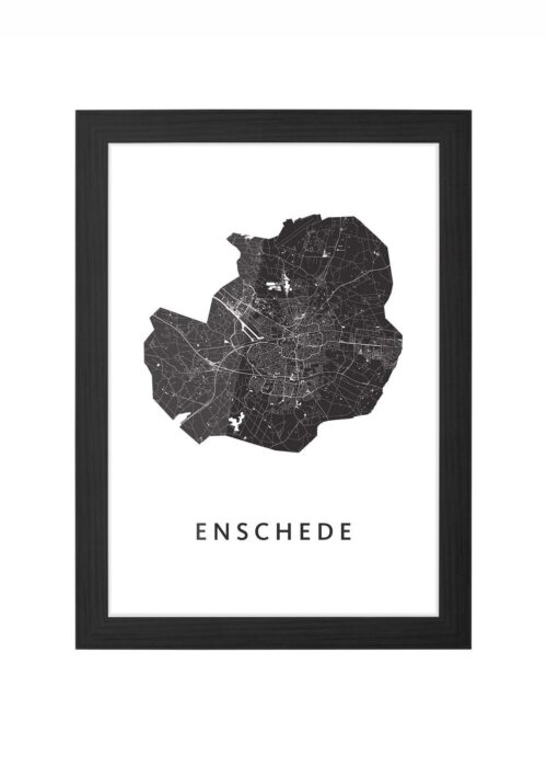 enschede stadskaart poster ingelijst in zwarte lijst