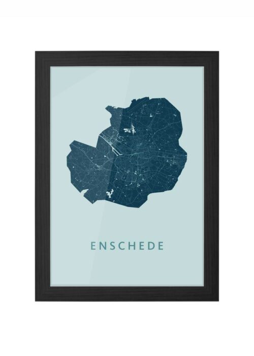 enschede stadskaart poster mint ingelijst in zwarte lijst