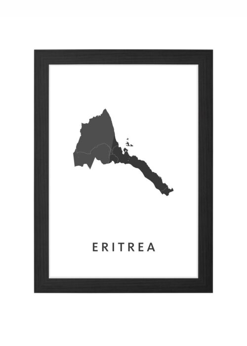 eritrea landkaart poster ingelijst in zwarte lijst
