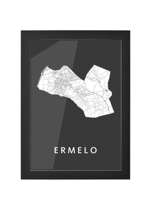 ermelo stadskaart poster ingelijst in zwarte lijst