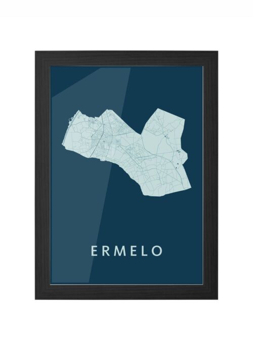 ermelo stadskaart poster ingelijst in zwarte lijst