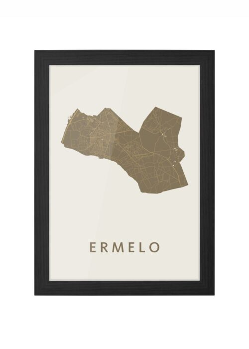 ermelo stadskaart poster ingelijst in zwarte lijst