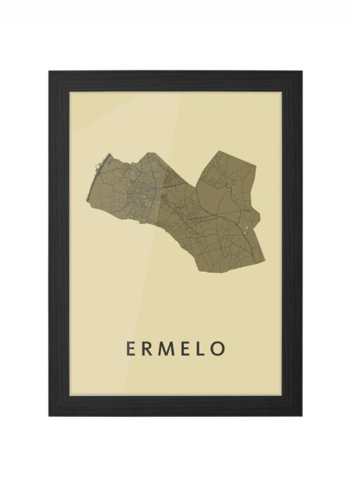 ermelo stadskaart poster ingelijst in zwarte lijst