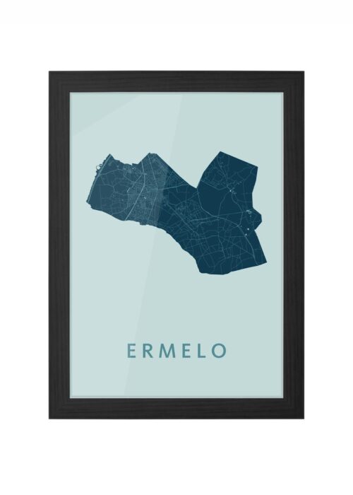 ermelo stadskaart poster ingelijst in zwarte lijst