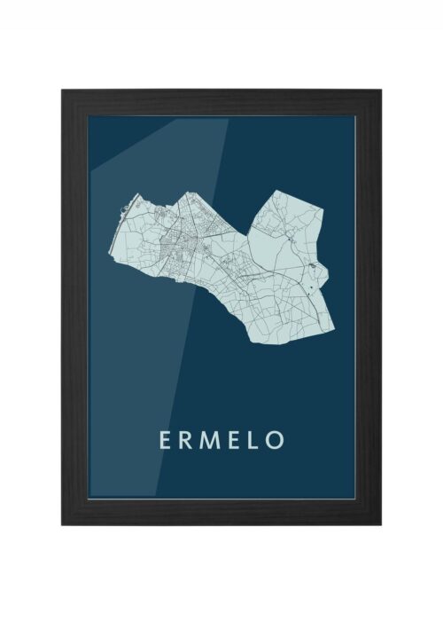 ermelo stadskaart poster ingelijst in zwarte lijst