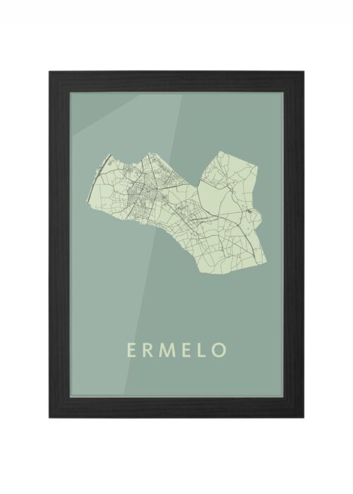 ermelo stadskaart poster ingelijst in zwarte lijst