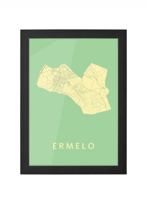 ermelo stadskaart poster ingelijst in zwarte lijst
