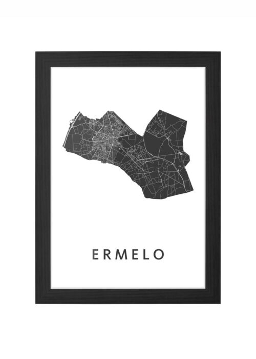 ermelo stadskaart poster ingelijst in zwarte lijst
