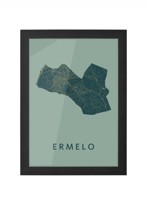 ermelo stadskaart poster ingelijst in zwarte lijst