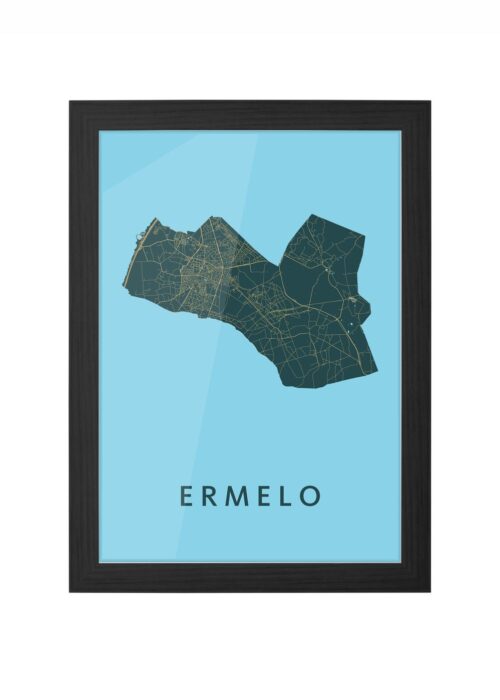 ermelo stadskaart poster ingelijst in zwarte lijst