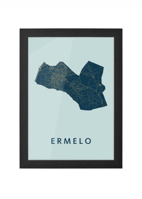 ermelo stadskaart poster ingelijst in zwarte lijst