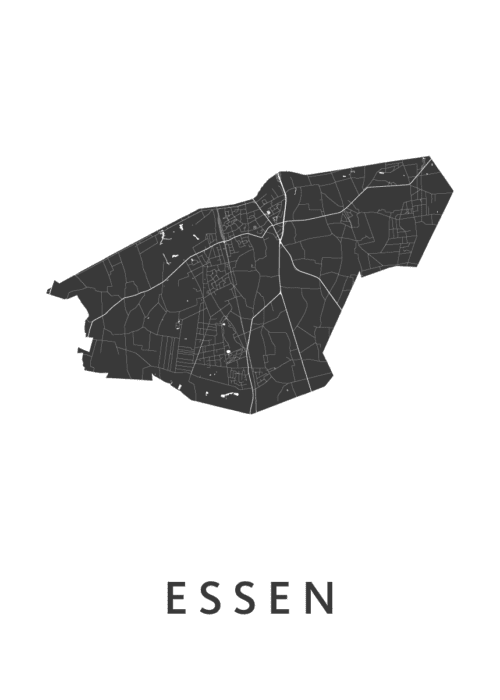 Essen (Belgium) White Stadskaart Poster Kopen