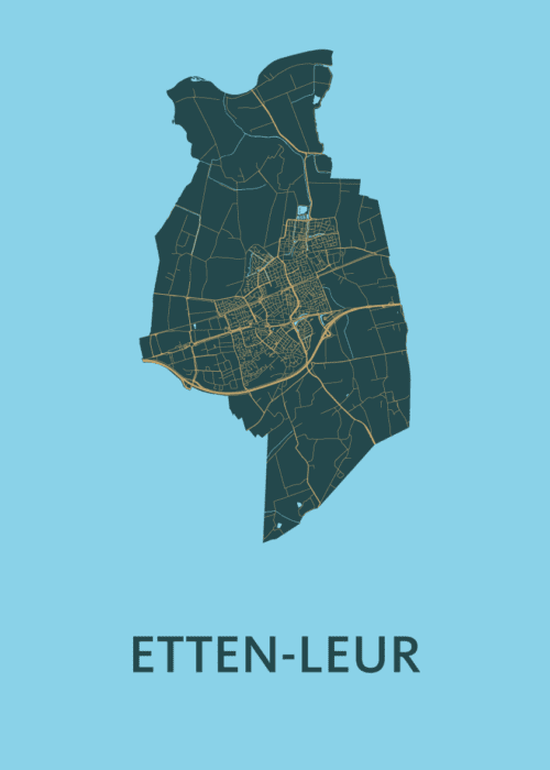 Etten-Leur Azure Stadskaart Poster Kopen