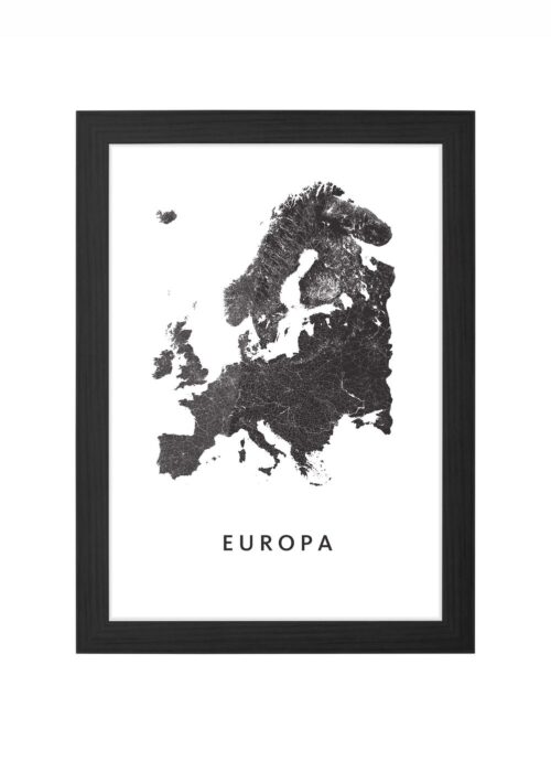 Europa continent kaart ingelijst in zwarte lijst