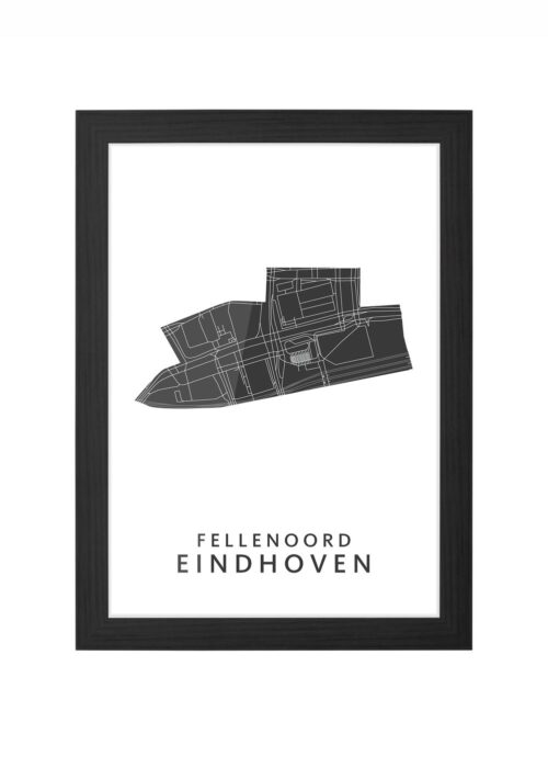 fellenoord wijkkaart poster ingelijst in zwarte lijst