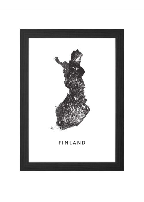 finland landkaart poster ingelijst in zwarte lijst