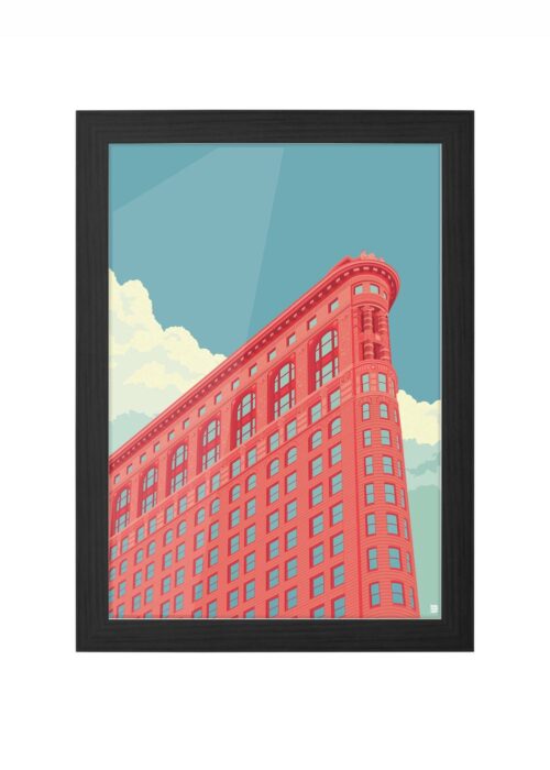 new york - flatiron building stadsgezicht poster ingelijst in zwarte lijst