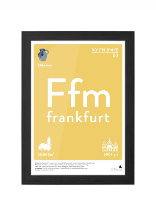 frankfurt typografie poster ingelijst in zwarte lijst