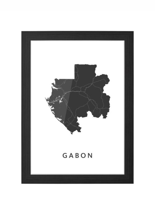 gabon landkaart poster ingelijst in zwarte lijst