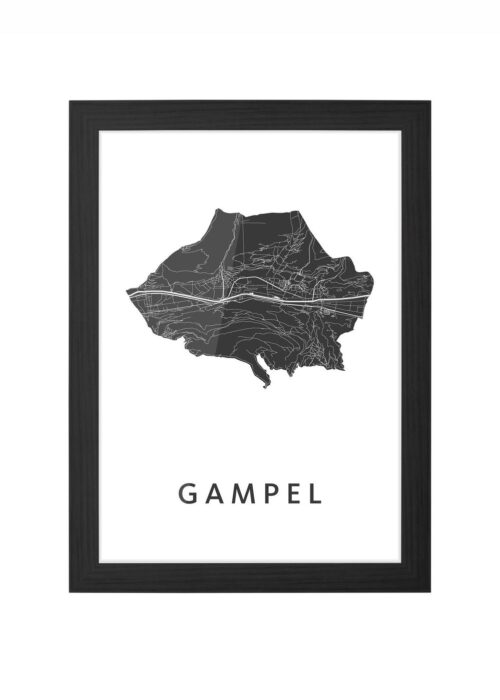 gampel stadskaart poster ingelijst in zwarte lijst