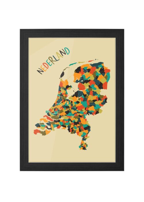 Nederland Gemeentekaart Poster ingelijst in zwarte lijst
