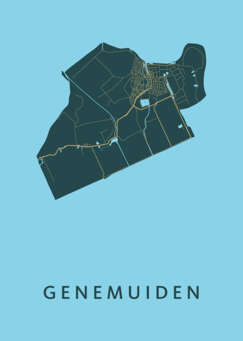 Genemuiden Azure Stadskaart Poster Kopen