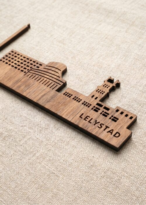 Houten Skyline van Lelystad | Duurzame Wanddecoratie