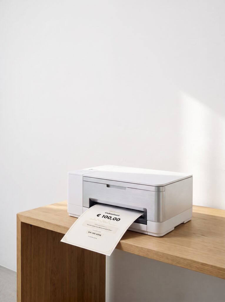 Cadeaukaart van Kunst in Kaart komt thuis uit de printer
