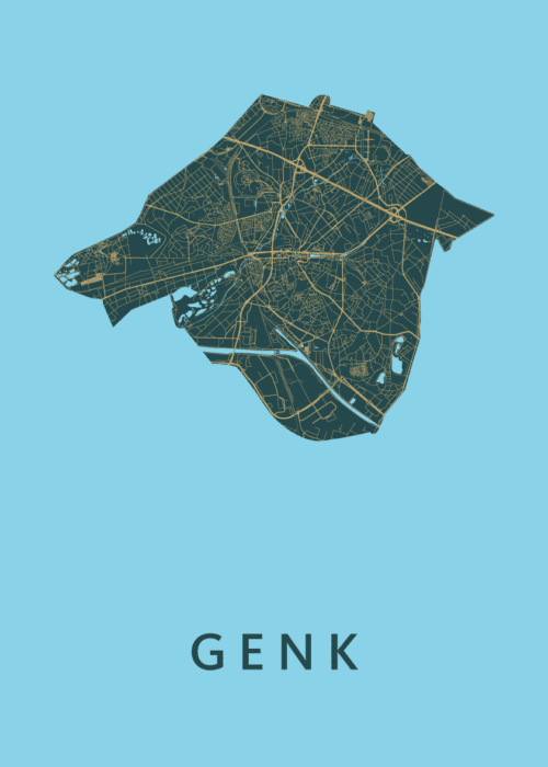 Genk Azure Stadskaart Poster Kopen