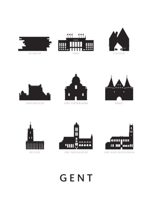 Gent - Architectuur - Wit Poster