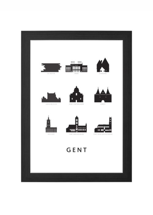 Gent - Architectuur Print ingelijst in zwarte lijst