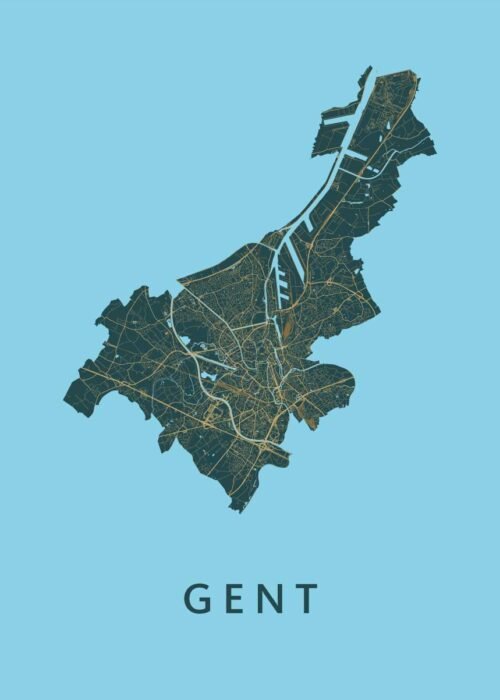 Gent Azure Stadskaart Poster Kopen