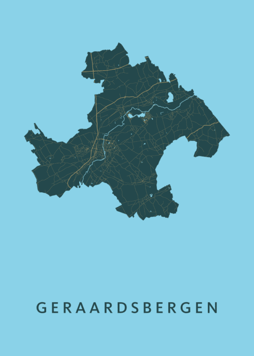 Geraardsbergen Azure Stadskaart Poster Kopen