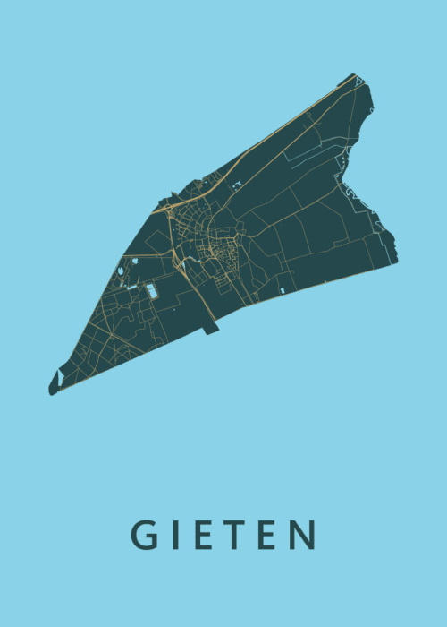 Gieten Azure Stadskaart Poster Kopen