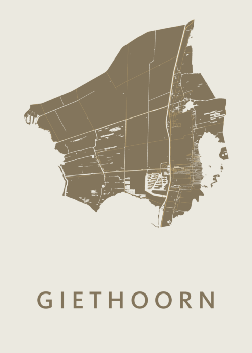 Giethoorn Stadskaart poster Gold