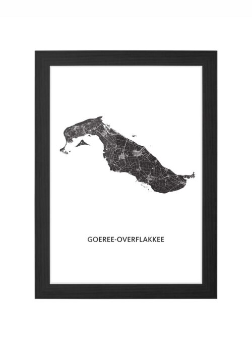 goeree-overflakkee eilandkaart poster ingelijst in zwarte lijst