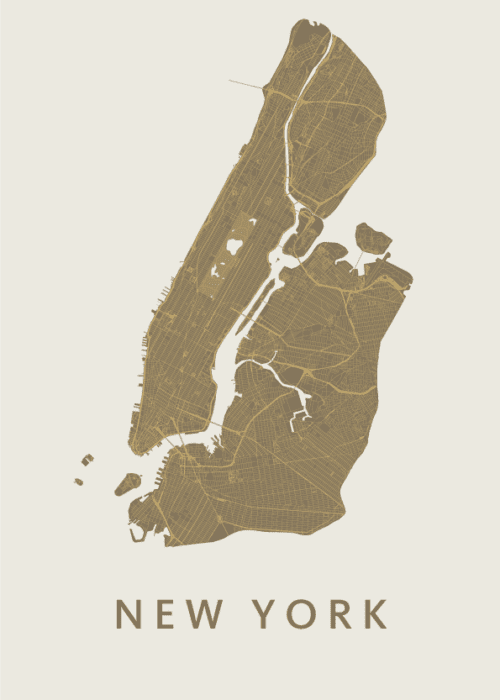 New York stadskaart poster Gold