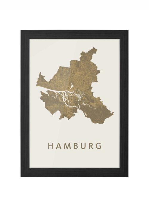 Hamburg Gold Ingelijst in Zwart lijst Kopen | Kunst in Kaart