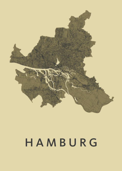 Hamburg GoldenRod Stadskaart Poster Kopen