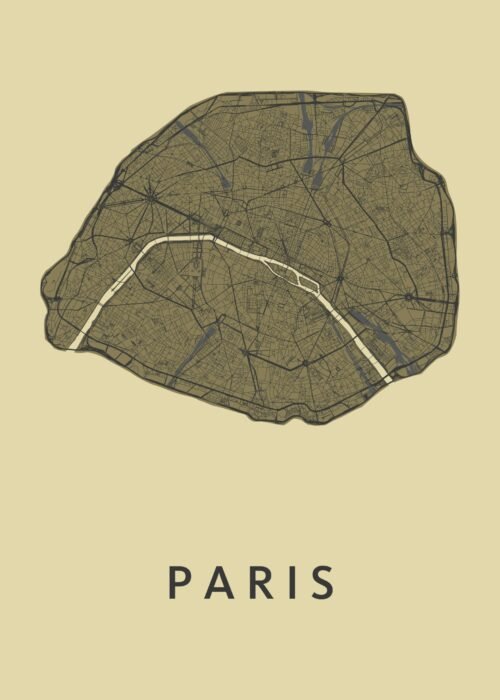 Parijs stadskaart poster GoldenRod
