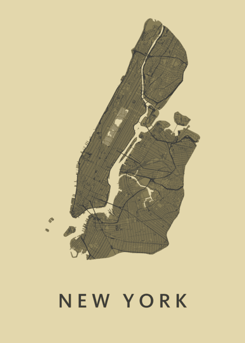 New York stadskaart poster GoldenRod