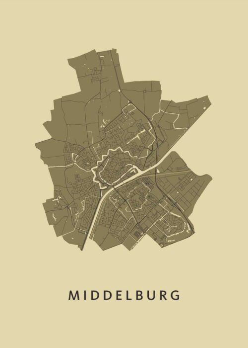 Middelburg GoldenRod Stadskaart Poster Kopen