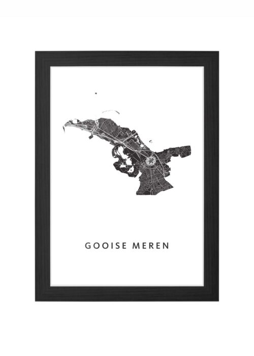 gooise meren gemeentekaart regiokaart poster ingelijst in zwarte lijst