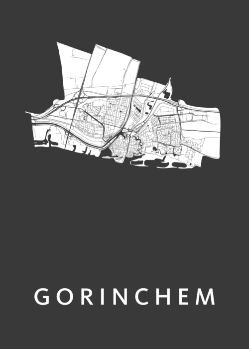 Gorinchem Black Stadskaart Poster Kopen