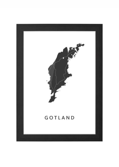 gotland eilandkaart poster ingelijst in zwarte lijst