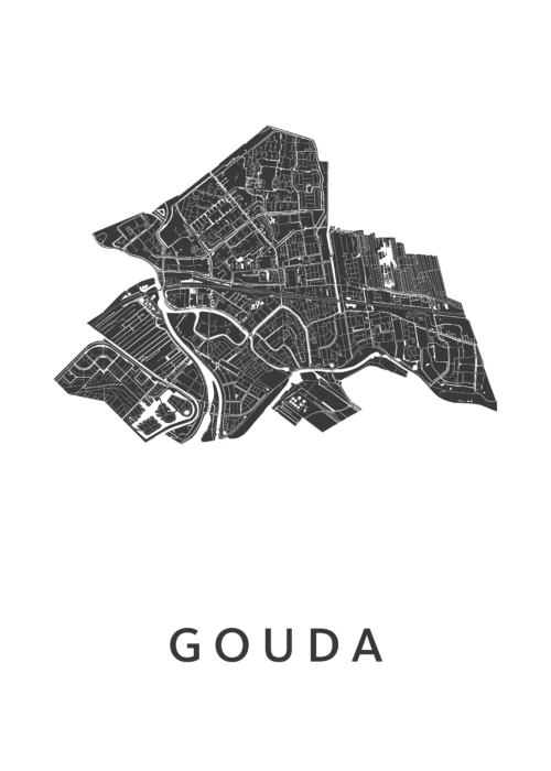 Gouda stadskaart poster White