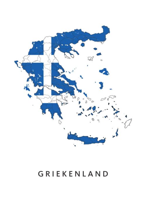 Griekenland Landkaart Poster met Landvlag