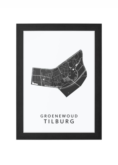 groenewoud wijkkaart tilburg ingelijst in zwarte lijst