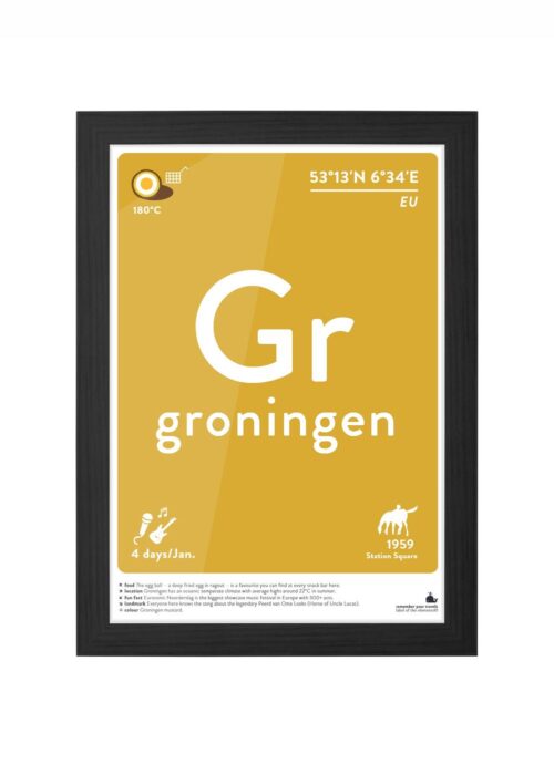 groningen typografie poster ingelijst in zwarte lijst